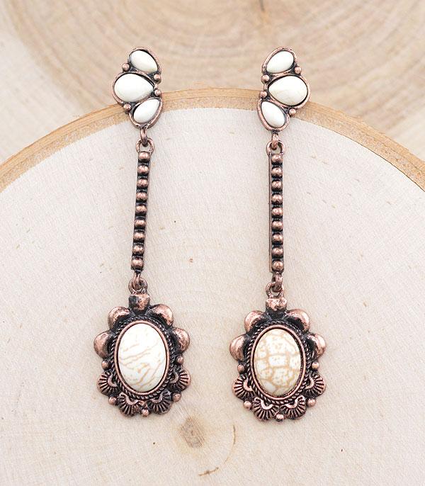 EARRINGS :: WESTERN POST EARRINGS :: Wholesale Western Semi Stone Drop Earrings