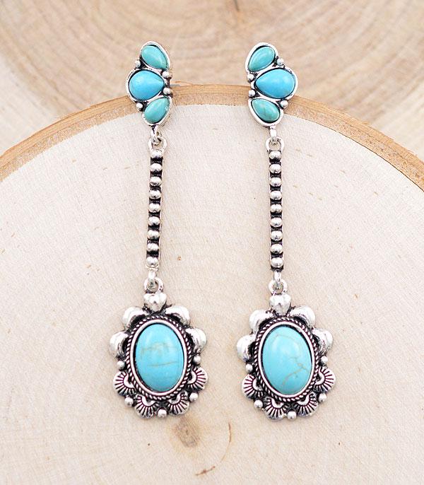 EARRINGS :: WESTERN POST EARRINGS :: Wholesale Western Turquoise Drop Earrings