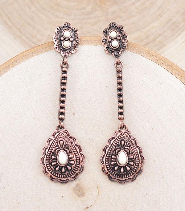 EARRINGS :: WESTERN POST EARRINGS :: Wholesale Western Semi Stone Drop Earrings