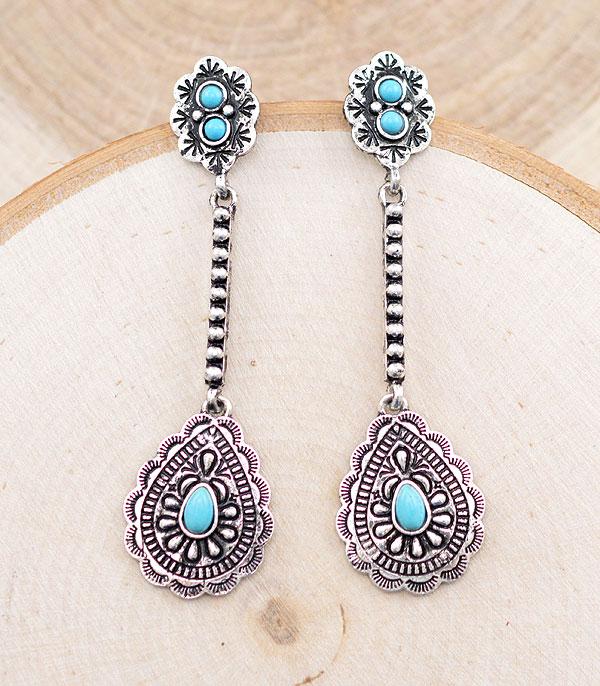 EARRINGS :: WESTERN POST EARRINGS :: Wholesale Western Turquoise Teardrop Earrings