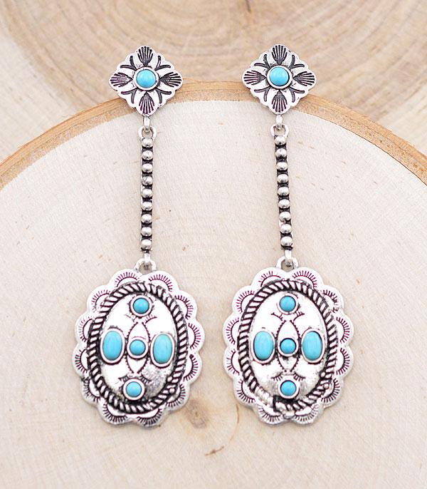 EARRINGS :: WESTERN POST EARRINGS :: Wholesale Western Concho Drop Earrings