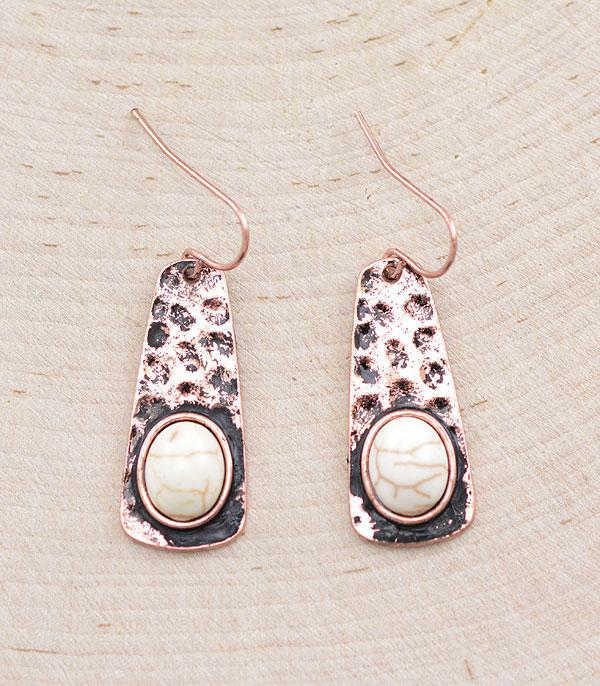 New Arrival :: Wholesale Western Turquoise Hammered Earrings