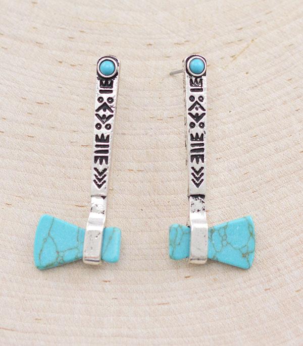 New Arrival :: Wholesale Western Turquoise Navajo Axe Earrings