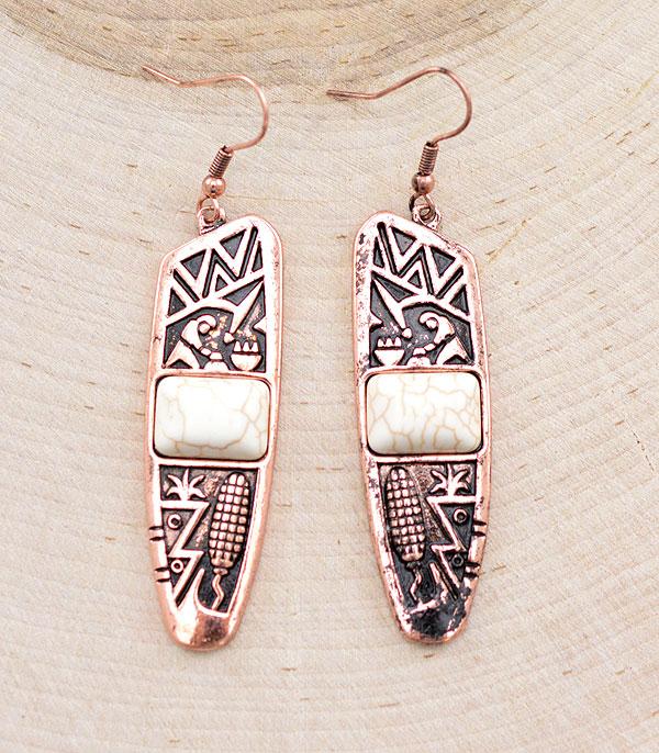 EARRINGS :: WESTERN HOOK EARRINGS :: Wholesale Western Aztec Turquoise Earrings