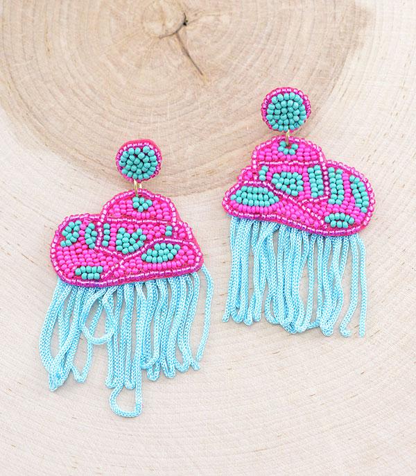 EARRINGS :: WESTERN POST EARRINGS :: Wholesale Seed Bead Cowboy Hat Earrings