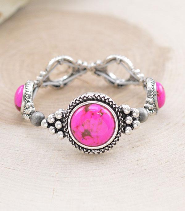 BRACELETS :: STRETCH :: Wholesale Western Semi Stone Chunky Bracelet