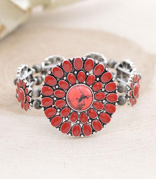 BRACELETS :: STRETCH :: Wholesale Western Coral Semi Stone Bracelet