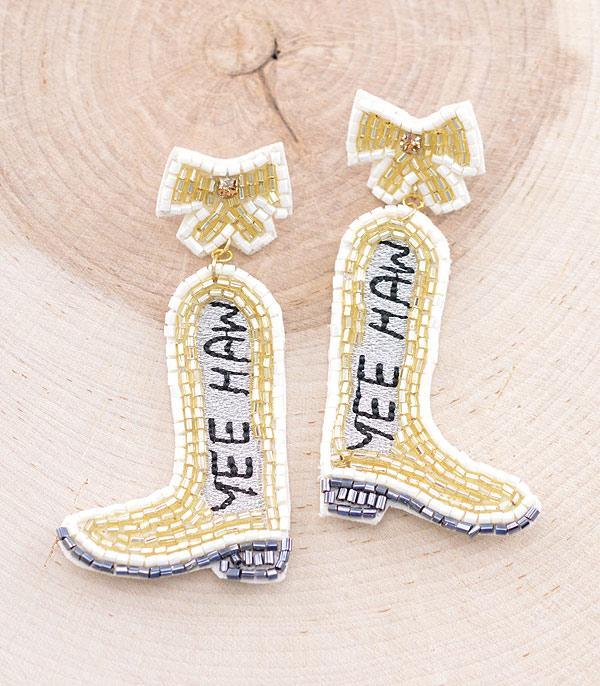 EARRINGS :: WESTERN POST EARRINGS :: Wholesale Beaded Cowgirl Boots Earrings