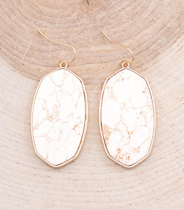 EARRINGS :: WESTERN HOOK EARRINGS :: Wholesale Semi Stone Oval Dangle Earrings