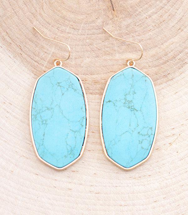 EARRINGS :: WESTERN HOOK EARRINGS :: Wholesale Semi Stone Oval Dangle Earrings