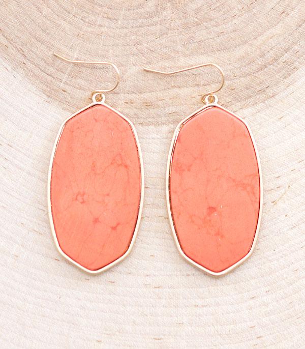 EARRINGS :: WESTERN HOOK EARRINGS :: Wholesale Semi Stone Oval Dangle Earrings