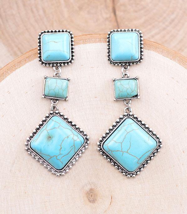 EARRINGS :: WESTERN POST EARRINGS :: Wholesale Turquoise Semi Stone Earrings