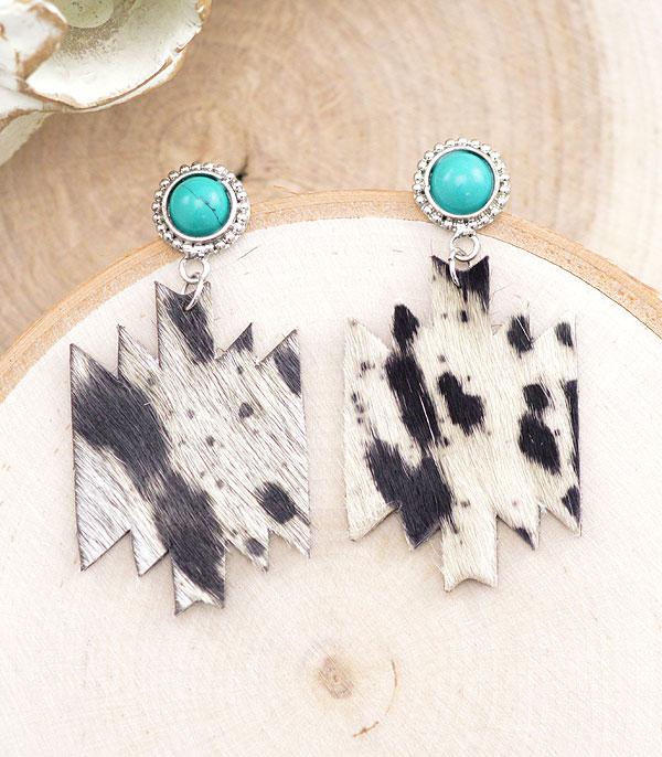 EARRINGS :: WESTERN POST EARRINGS :: Wholesale Western Cowhide Aztec Earrings