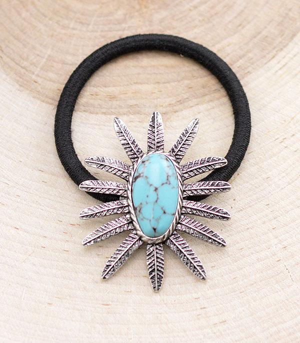 HATS I HAIR ACC :: HAIR ACCESSORIES :: Wholesale Western Turquoise Pony Tail Hair Tie