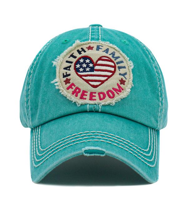 <font color=RED>RED,WHITE, AND BLUE</font> :: Wholesale Faith Family Freedom Ballcap