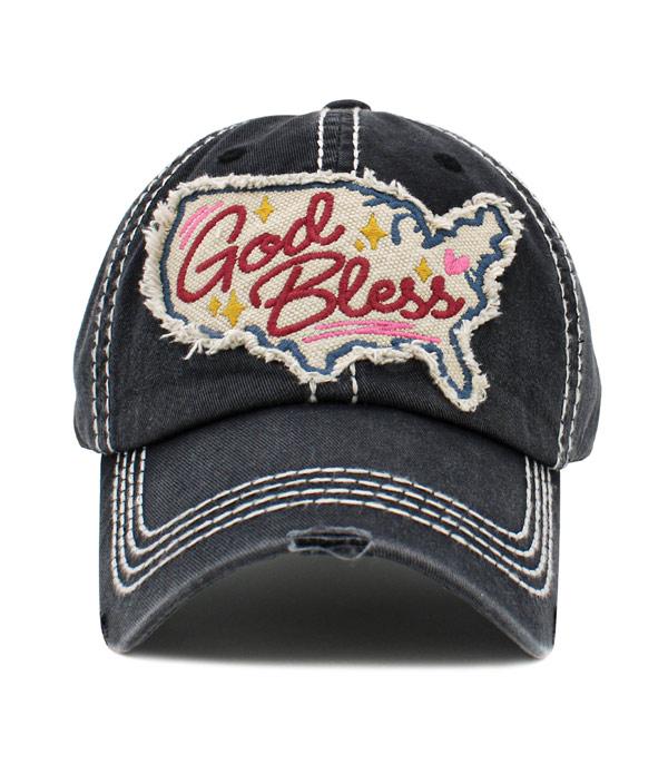 <font color=RED>RED,WHITE, AND BLUE</font> :: Wholesale God Bless America Vintage Ballcap