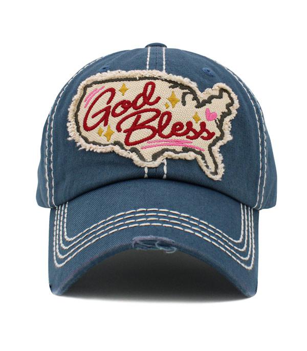 <font color=RED>RED,WHITE, AND BLUE</font> :: Wholesale God Bless America Vintage Ballcap