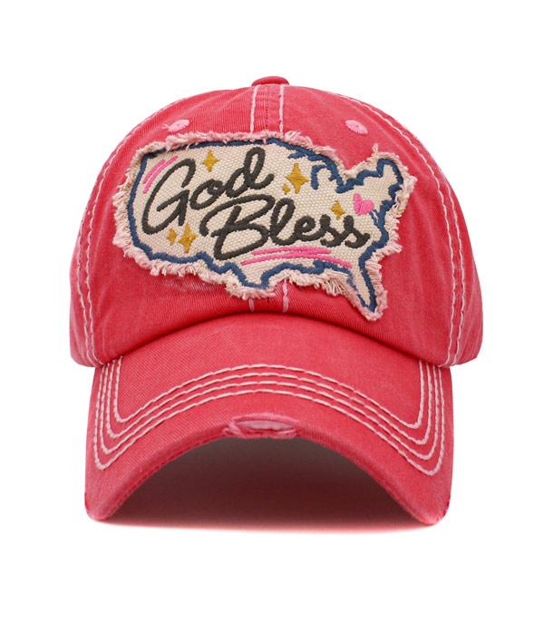 <font color=RED>RED,WHITE, AND BLUE</font> :: Wholesale God Bless America Vintage Ballcap