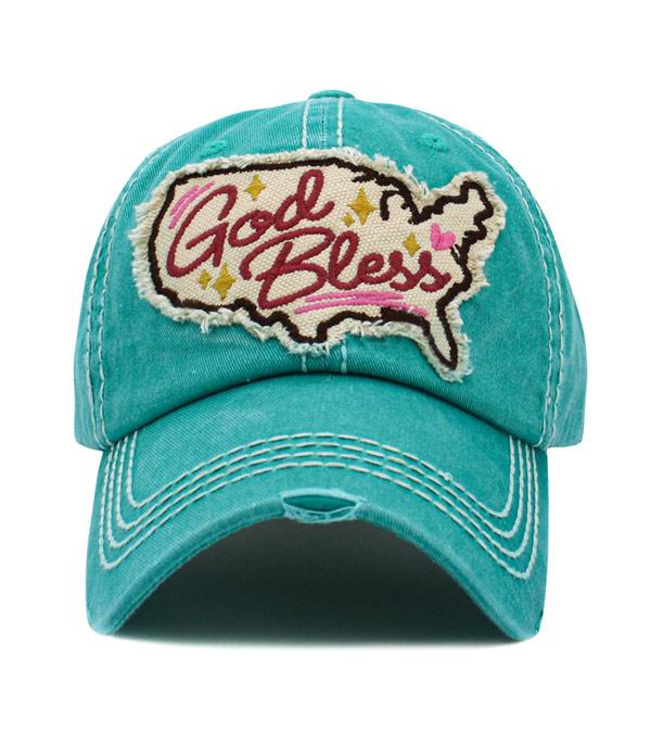 <font color=RED>RED,WHITE, AND BLUE</font> :: Wholesale God Bless America Vintage Ballcap