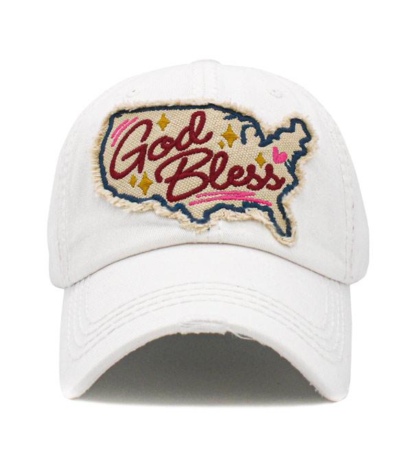 HATS I HAIR ACC :: BALLCAP I VISOR :: Wholesale God Bless America Vintage Ballcap