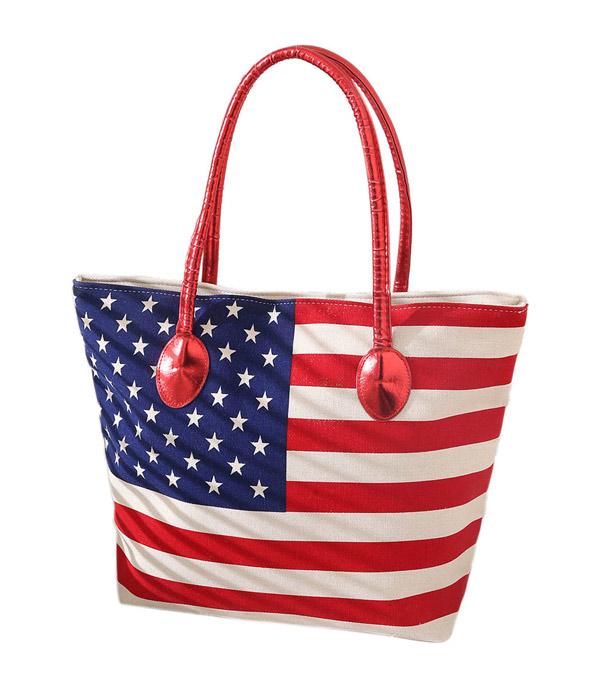 <font color=RED>RED,WHITE, AND BLUE</font> :: Wholesale American Flag Tote