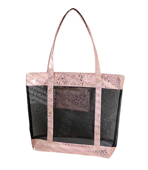 HANDBAGS :: FASHION :: Wholesale Leopard Summer Mesh Tote