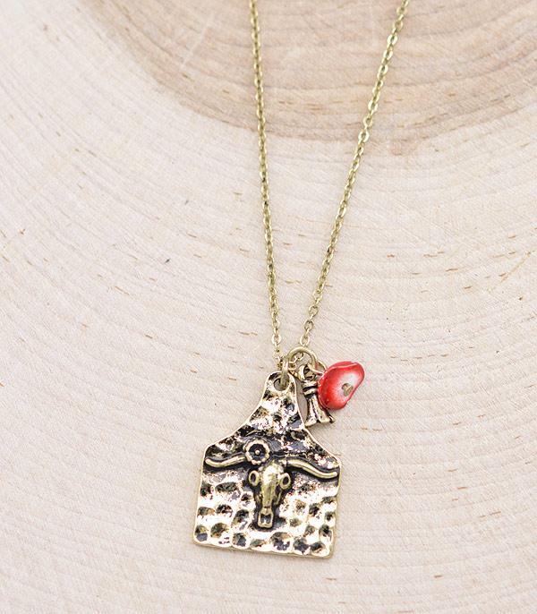 NECKLACES :: CHAIN WITH PENDANT :: Wholesale Western Steer Head Pendant Necklace