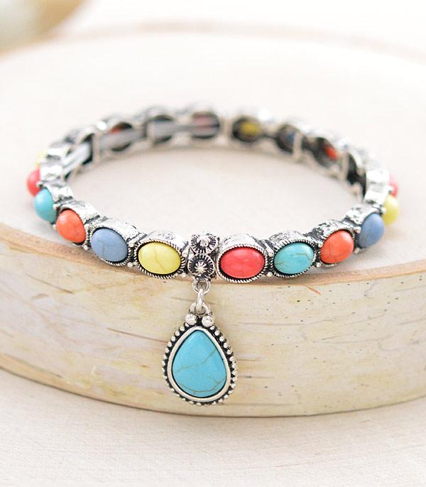 BRACELETS :: STRETCH :: Wholesale Turquoise Charm Bracelet