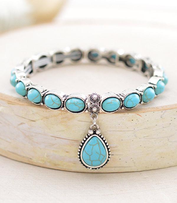 BRACELETS :: STRETCH :: Wholesale Western Turquoise Charm Bracelet