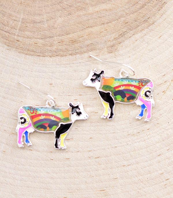 EARRINGS :: TRENDY EARRINGS :: Wholesale Colorful Farm Animal Cow Earrings
