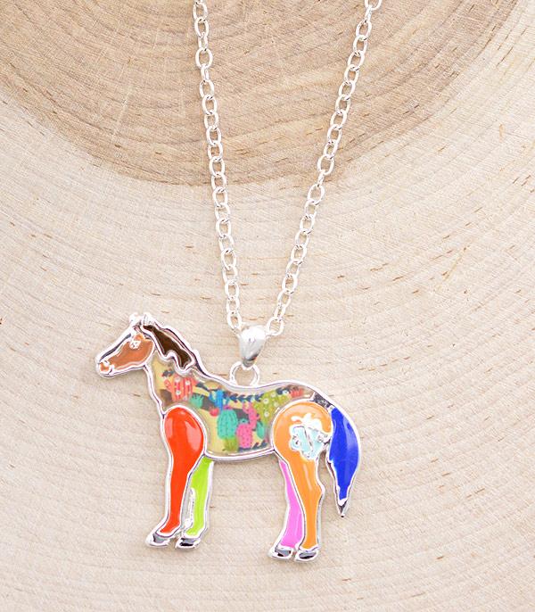 NECKLACES :: CHAIN WITH PENDANT :: Wholesale Colorful Horse Pendant Necklace