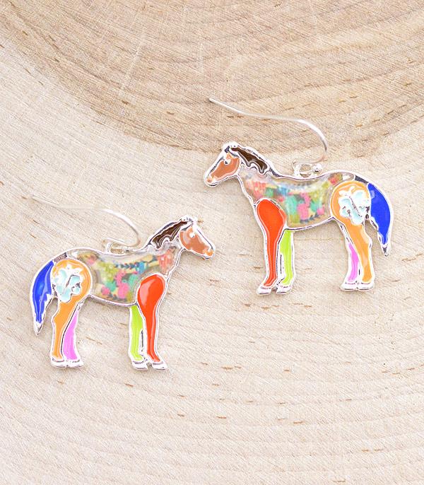 EARRINGS :: TRENDY EARRINGS :: Wholesale Floral Horse Earrings