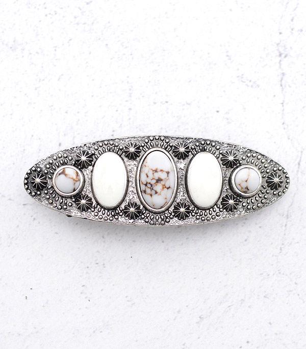 HATS I HAIR ACC :: HAIR ACCESSORIES :: Wholesale Western Semi Stone Hair Barrette