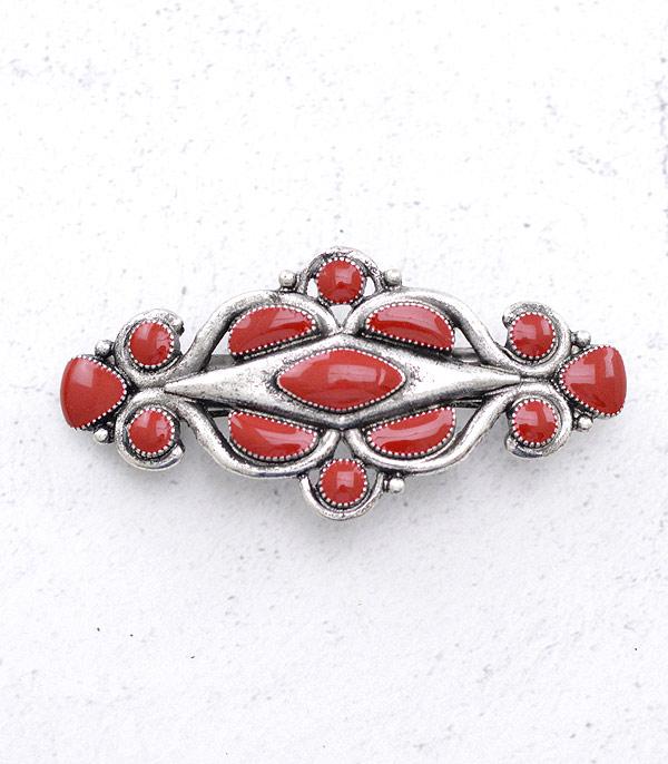 HATS I HAIR ACC :: HAIR ACCESSORIES :: Wholesale Western Semi Stone Hair Barrette