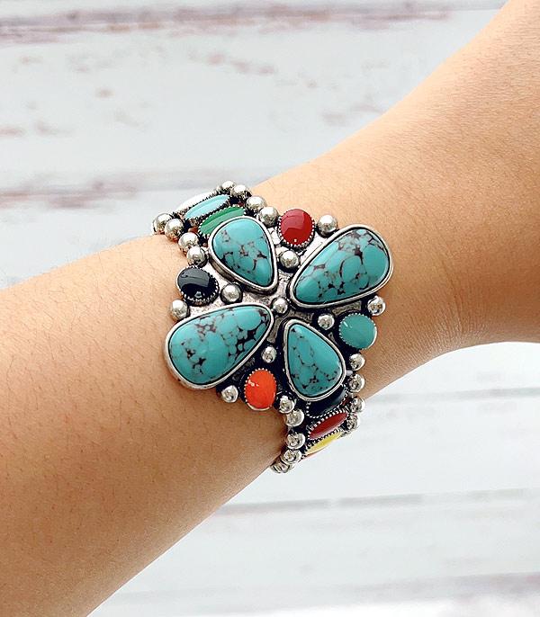 BRACELETS :: STRETCH :: Wholesale Western Turquoise Semi Stone Bracelet