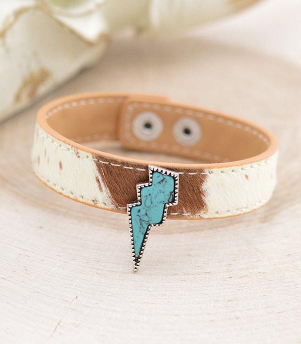 BRACELETS :: LINK :: Wholesale Cowhide Leather Turquoise Bracelet