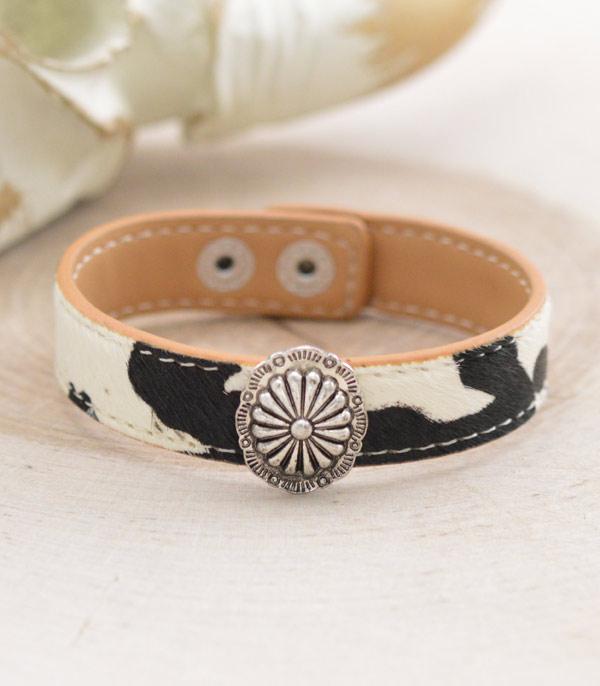 BRACELETS :: LINK :: Wholesale Cowhide Leather Concho Bracelet