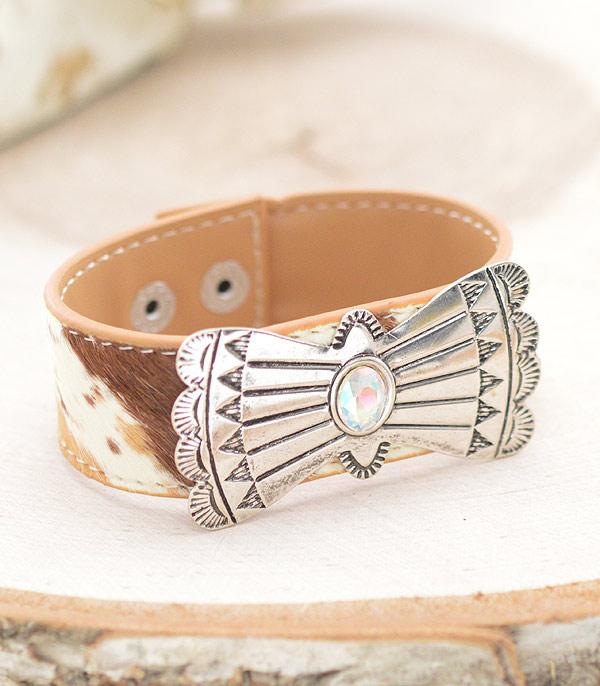 BRACELETS :: LINK :: Wholesale Butterfly Concho Cowhide Bracelet