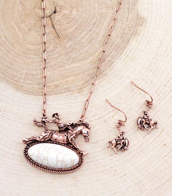 NECKLACES :: CHAIN WITH PENDANT :: Wholesale Cowboy Bronco Necklace