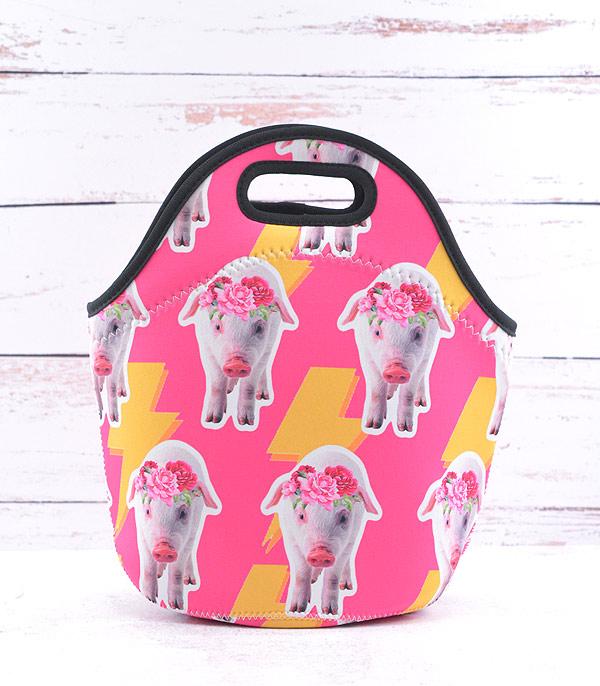 <font color=BLUE>WATCH BAND/ GIFT ITEMS</font> :: GIFT ITEMS :: Wholesale Farm Animal Pig Print Lunch Bag