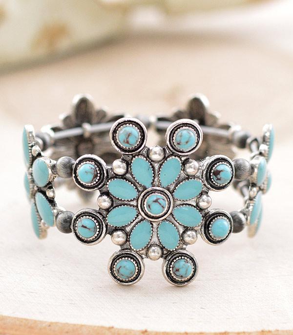 BRACELETS :: STRETCH :: Wholesale Western Turquoise Chunky Bracelet