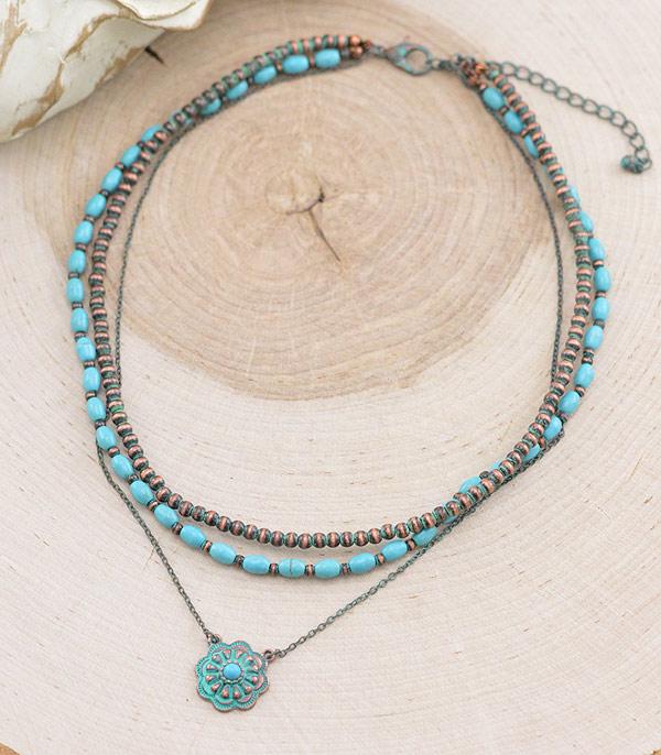 NECKLACES :: TRENDY :: Wholesale Western Concho Layered Necklace