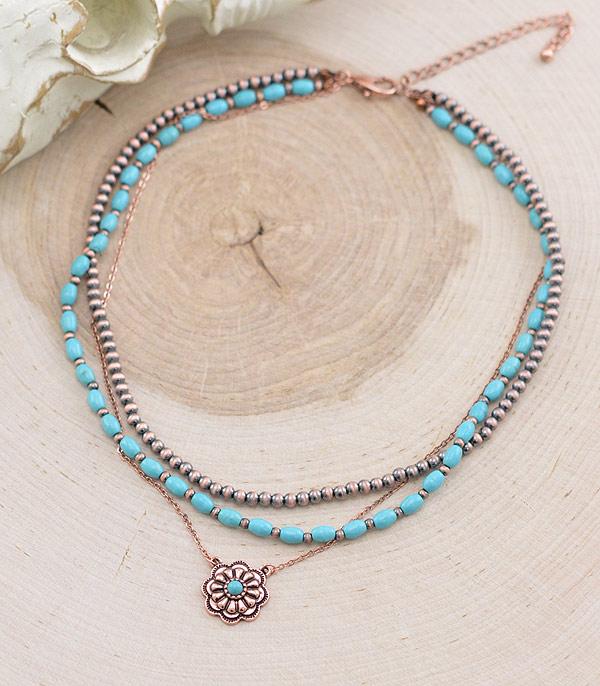 NECKLACES :: TRENDY :: Wholesale Western Concho Layered Necklace