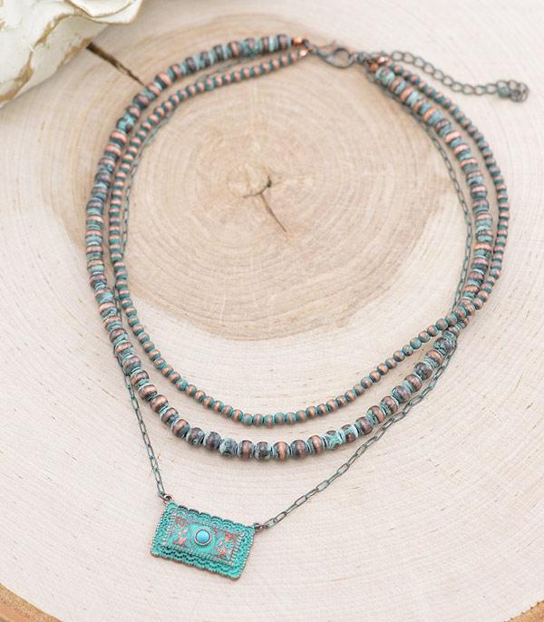 NECKLACES :: TRENDY :: Wholesale Western Concho Bar Layered Necklace