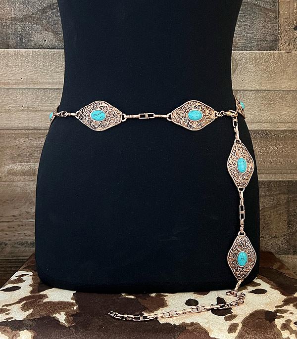 BELTS :: Wholesale Western Turquoise Concho Belt