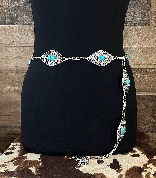 BELTS :: Wholesale Western Turquoise Concho Belt