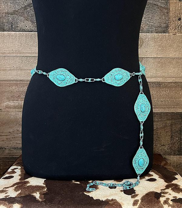 BELTS :: Wholesale Western Turquoise Concho Belt