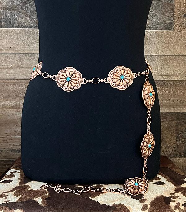 BELTS :: Wholesale Western Turquoise Concho Belt