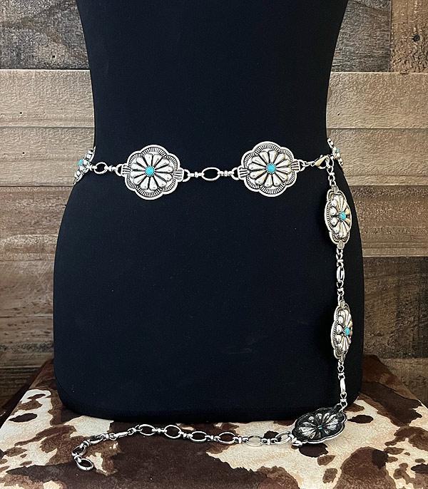 BELTS :: Wholesale Western Turquoise Concho Belt