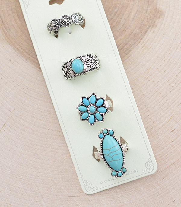 RINGS :: Wholesale Western Turquoise Ring Set